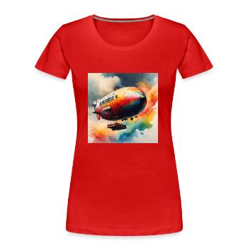 Couleur Zeppelin - T-shirt bio Premium Femme - rouge - Devant - Mia (176cm)