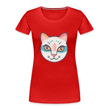Portrait de chat coloré - T-shirt bio Premium Femme - rouge - Devant - Mia (176cm)