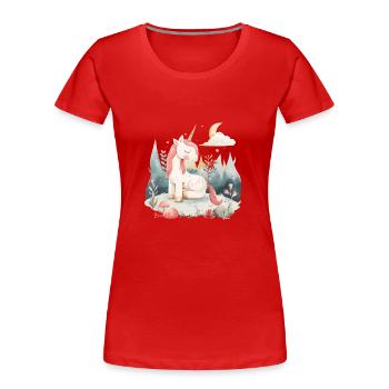 Une jolie licorne de conte de fées - T-shirt bio Premium Femme - rouge - Devant - Mia (176cm)