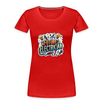 Zukünftiger Elektriker - Frauen Premium Bio T-Shirt - Rot - Vorne - Mia (176cm)