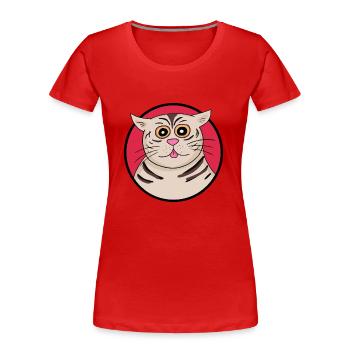 Chat étrange - T-shirt bio Premium Femme - rouge - Devant - Mia (176cm)