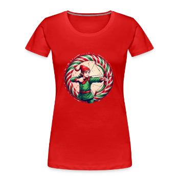Christmas Elf Archery - Women's Premium Organic T-Shirt - red - Front - Mia (176cm)