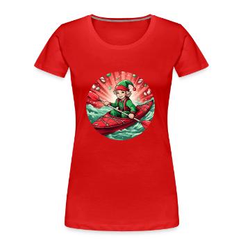 Christmas Elf Kayaking - Women's Premium Organic T-Shirt - red - Front - Mia (176cm)