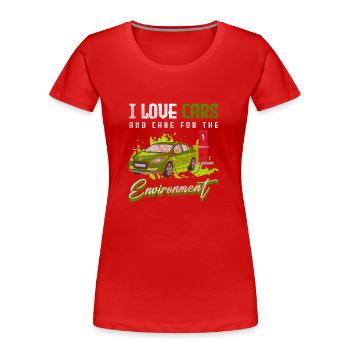 Véhicule électrique efficace - T-shirt bio Premium Femme - rouge - Devant - Mia (176cm)