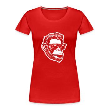Monkey Monkey Monkey Face - Women's Premium Organic T-Shirt - red - Front - Mia (176cm)