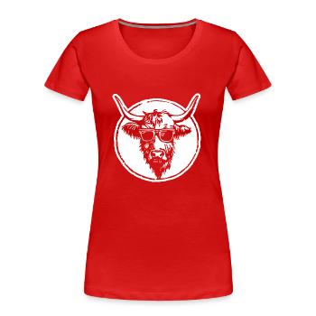 Highland Cow - Women's Premium Organic T-Shirt - red - Front - Mia (176cm)