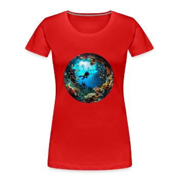 La plongée comme porte d’entrée sur la mer - T-shirt bio Premium Femme - rouge - Devant - Mia (176cm)