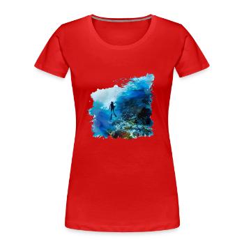 Schwerelos gleiten beim Tauchen - Frauen Premium Bio T-Shirt - Rot - Vorne - Mia (176cm)