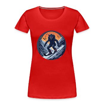 Gruseliges Halloween-partykostüm Werwolf-snowboard - Women's Premium Organic T-Shirt - red - Front - Mia (176cm)