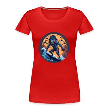 Creepy Halloween party costume werewolf at the - Women's Premium Organic T-Shirt - red - Front - Mia (176cm)