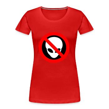 Graues Aliens-Verbotsschild - Frauen Premium Bio T-Shirt - Rot - Vorne - Mia (176cm)