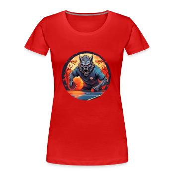 Spooky Halloween Party Costume Werewolf Ping Pong - Women's Premium Organic T-Shirt - red - Front - Mia (176cm)