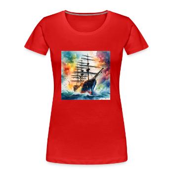 Voilier - T-shirt bio Premium Femme - rouge - Devant - Mia (176cm)