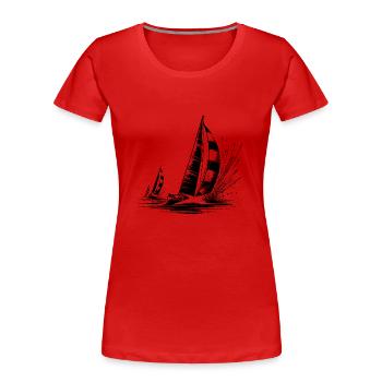 Regatta Segelboote bei Wind und Wellengang - Frauen Premium Bio T-Shirt - Rot - Vorne - Mia (176cm)