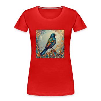 Oiseau coloré rectangulaire - T-shirt bio Premium Femme - rouge - Devant - Mia (176cm)
