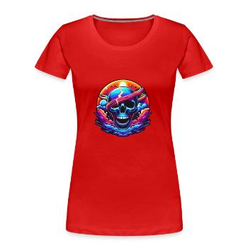 Lebendige Totenkopfkunst - Frauen Premium Bio T-Shirt - Rot - Vorne - Mia (176cm)