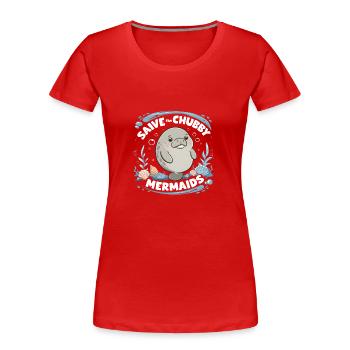 Kawaii Meeresschützer - T-shirt bio Premium Femme - rouge - Devant - Mia (176cm)