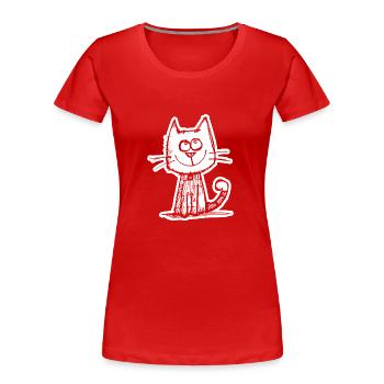 Chat Chats Visage de chat - T-shirt bio Premium Femme - rouge - Devant - Mia (176cm)