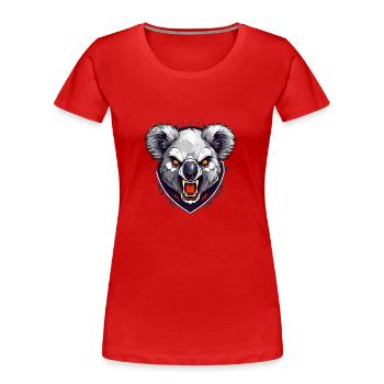 Wildes, wütendes Tier, streitbarer, kämpferischer Koala - Frauen Premium Bio T-Shirt - Rot - Vorne - Mia (176cm)