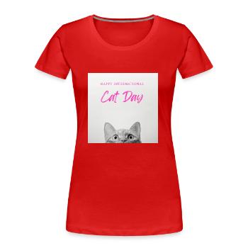 CATS DAY HAPPY INTERNATIONAL - T-shirt bio Premium Femme - rouge - Devant - Mia (176cm)