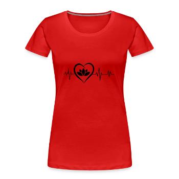 Herzschlag Lotusblume - Frauen Premium Bio T-Shirt - Rot - Vorne - Mia (176cm)