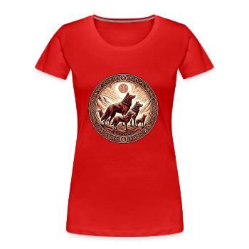 Rune Wolf Gifts - Women's Premium Organic T-Shirt - red - Front - Mia (176cm)