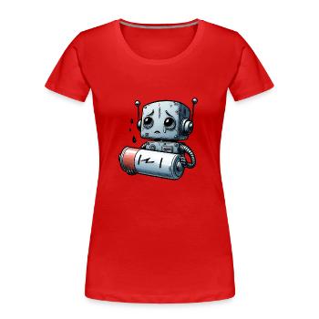 Robo-Tristesse Batterie Faible, Moral Bas - T-shirt bio Premium Femme - rouge - Devant - Mia (176cm)