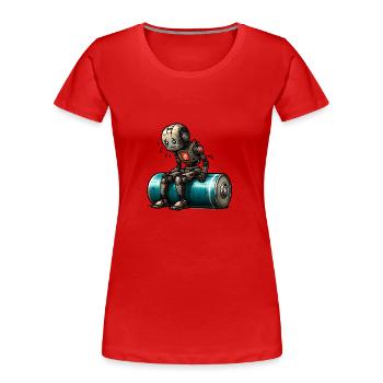 Schwache Batterie, defektes System, Bot-Probleme! - Frauen Premium Bio T-Shirt - Rot - Vorne - Mia (176cm)