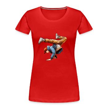 Energetische Breakdance-Tanzschritte - Frauen Premium Bio T-Shirt - Rot - Vorne - Mia (176cm)