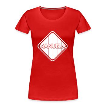 Manuela - Frauen Premium Bio T-Shirt - Rot - Vorne - Mia (176cm)