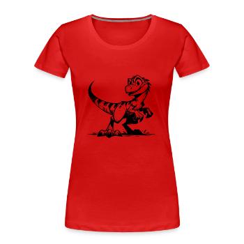 Bissiger Raptor Dinosaurier Spass Skizze - Frauen Premium Bio T-Shirt - Rot - Vorne - Mia (176cm)