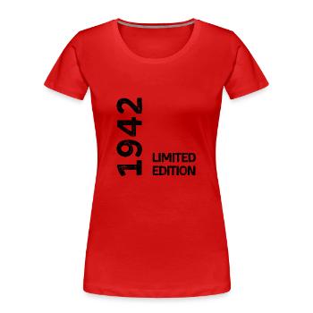 1942 Limitierte Auflage - Frauen Premium Bio T-Shirt - Rot - Vorne - Mia (176cm)