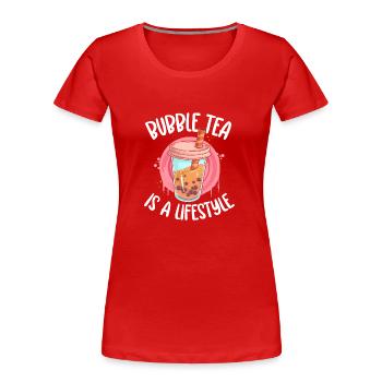 Boba Getränk Anime Trinkhalm - Frauen Premium Bio T-Shirt - Rot - Vorne - Mia (176cm)