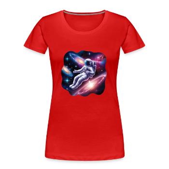 Astronaut Dreaming - Cosmic Galaxy Adventure - Women's Premium Organic T-Shirt - red - Front - Mia (176cm)