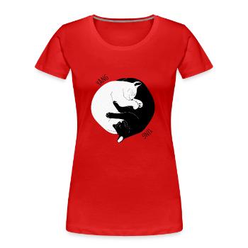 I Ching Cat - Women's Premium Organic T-Shirt - red - Front - Mia (176cm)