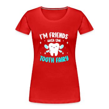 Dentist Drill Dental Care Broches - T-shirt bio Premium Femme - rouge - Devant - Mia (176cm)