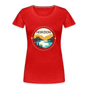 Horizon by Morgan & Hamilton - Frauen Premium Bio T-Shirt - Rot - Vorne - Mia (176cm)