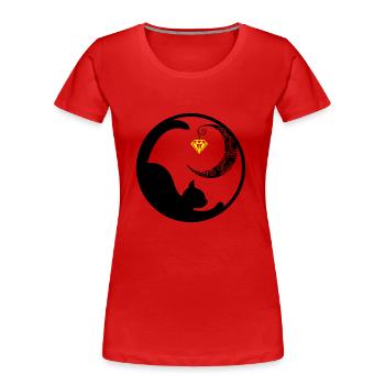 Cat Moon 02 - Women's Premium Organic T-Shirt - red - Front - Mia (176cm)
