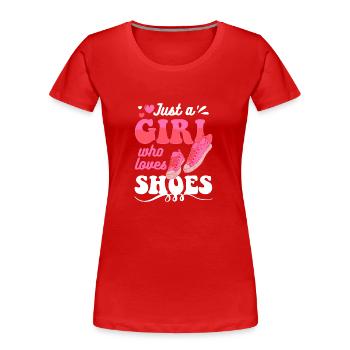 Design d’amateur de chaussures - T-shirt bio Premium Femme - rouge - Devant - Mia (176cm)