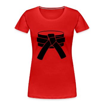 ceinture - T-shirt bio Premium Femme - rouge - Devant - Mia (176cm)
