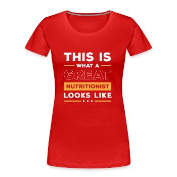 Nutrition Santé Gym Objectif - T-shirt bio Premium Femme - rouge - Devant - Mia (176cm)