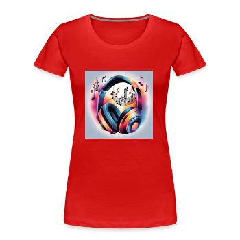 Musik Melodie Kopfhörer mit Noten - Frauen Premium Bio T-Shirt - Rot - Vorne - Mia (176cm)