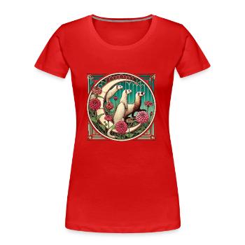 Frettchen - Frauen Premium Bio T-Shirt - Rot - Vorne - Mia (176cm)