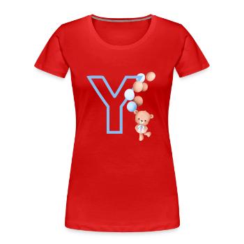 Blauer Buchstabe Y Bär - Frauen Premium Bio T-Shirt - Rot - Vorne - Mia (176cm)