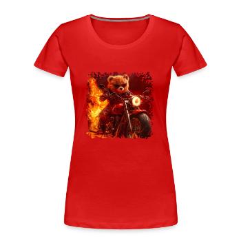 Mit Custom Painting zum einzigartigen Look - Frauen Premium Bio T-Shirt - Rot - Vorne - Mia (176cm)