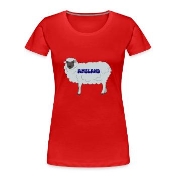 Mouton d’Ameland - T-shirt bio Premium Femme - rouge - Devant - Mia (176cm)