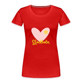 Stockholm - Suède - Vacances - Voyage - T-shirt bio Premium Femme - rouge - Devant - Mia (176cm)