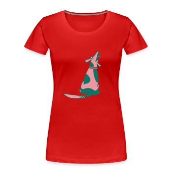 Chien assis attentif en rose - T-shirt bio Premium Femme - rouge - Devant - Mia (176cm)