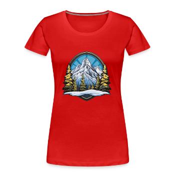 Monts de Berge - T-shirt bio Premium Femme - rouge - Devant - Mia (176cm)