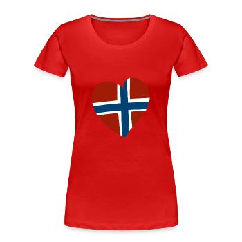Norwegen Herz - Frauen Premium Bio T-Shirt - Rot - Vorne - Mia (176cm)